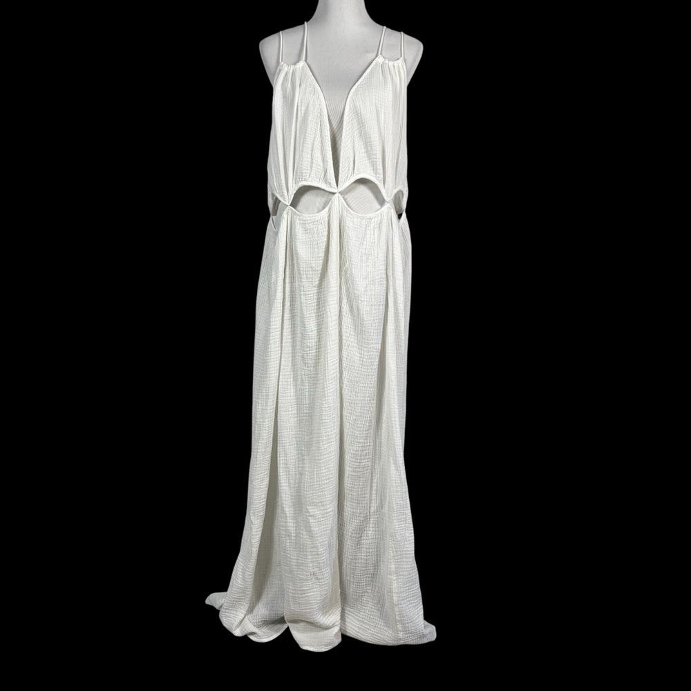 Anthropologie Ivory Backless Cutout Maxi Dress